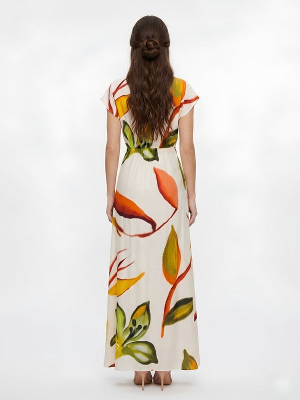 Ivy Printed Pleated Maxi Dress