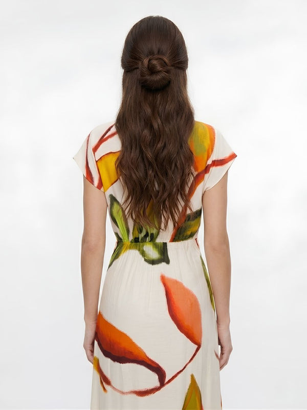 Ivy Printed Pleated Maxi Dress