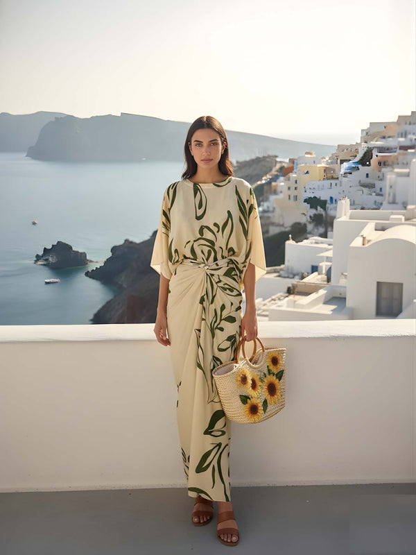 Fennel Printed Wrap Skirt Set (Set of 2)