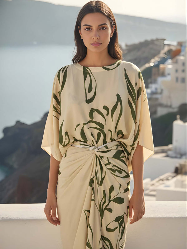 Fennel Printed Wrap Skirt Set (Set of 2)