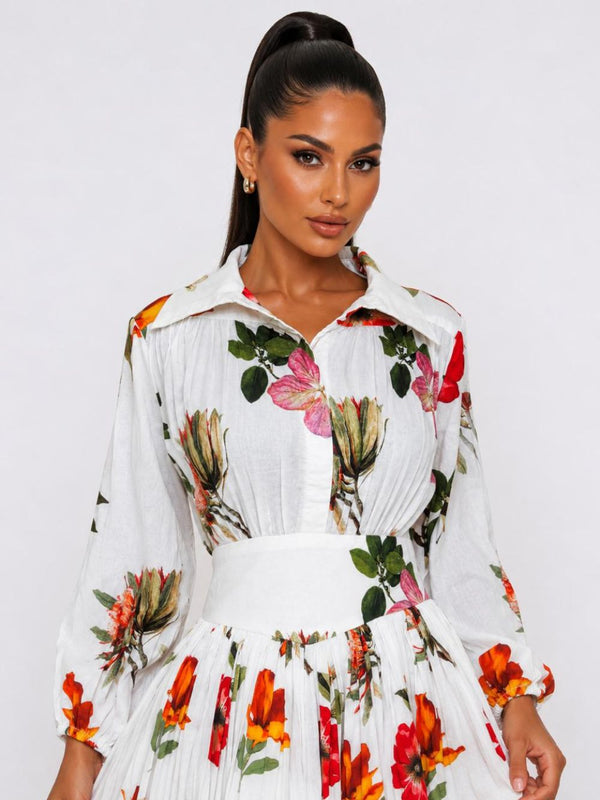 Serene Printed Mini Shirt Dress