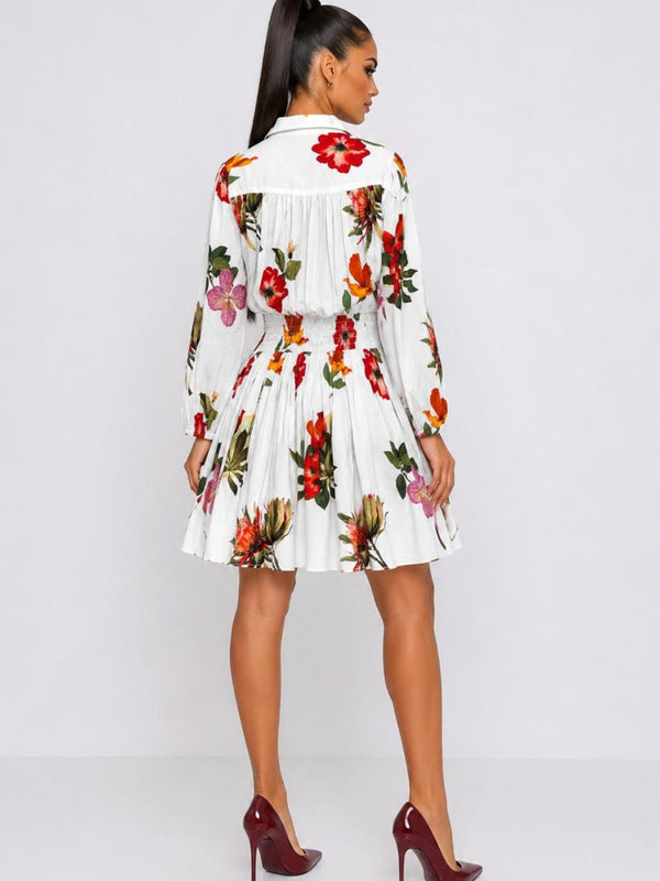Serene Printed Mini Shirt Dress