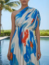 Skyla Printed One – Shoulder Maxi Dress