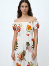Serene Printed Off - Shoulder Dress