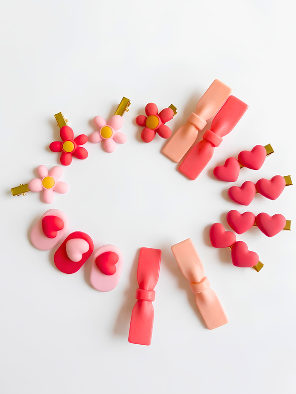 Mini Hearts & Bows Clip (Set of 15)