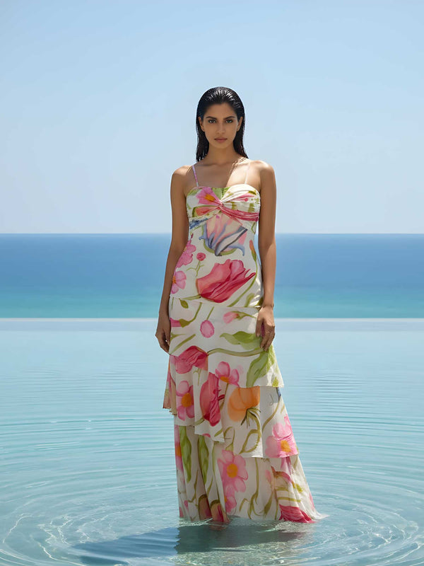 Breeze Printed Ruffled Maxi Dress