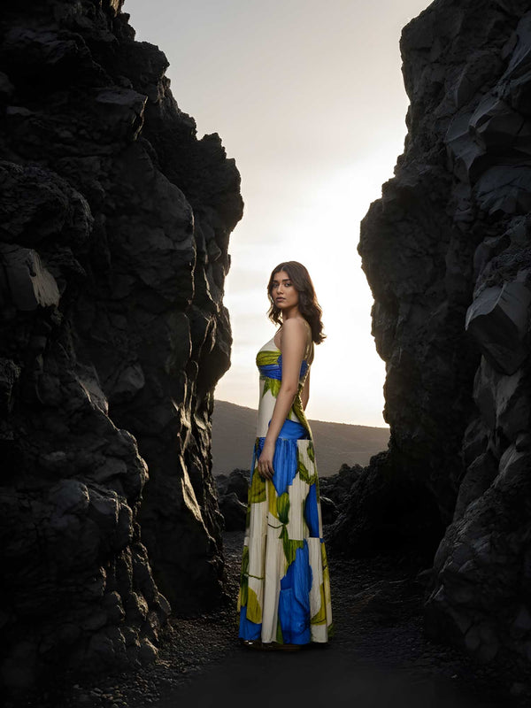 Cobalt Printed Maxi Dress