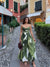 Jade Printed V Neck Pleated Dress