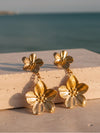 Gold Flower Dangler Earrings