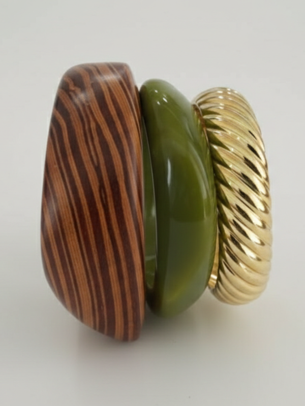 The Olive Bangle Stack (Set of 3)