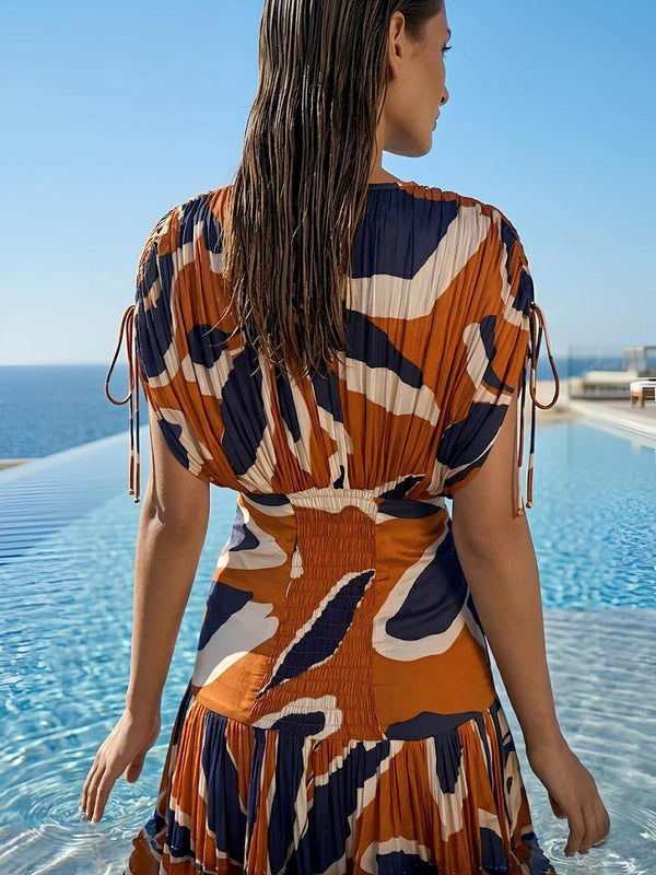 Nero Printed Pleated Maxi Dress