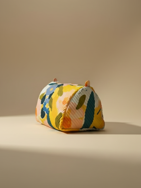 Elara printed cotton quilted pouch