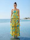 Ripple Printed Ruffled Maxi Dress