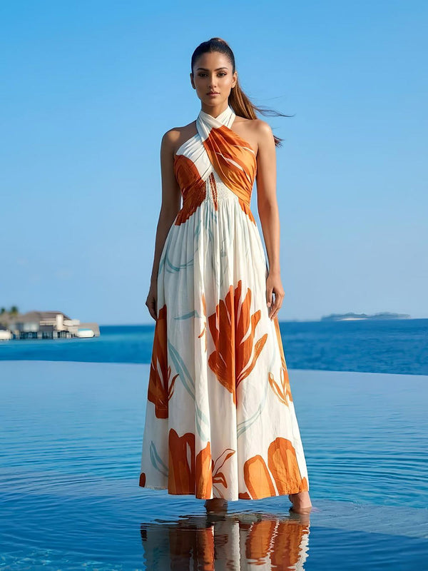 Love Printed Halter Neck Dress