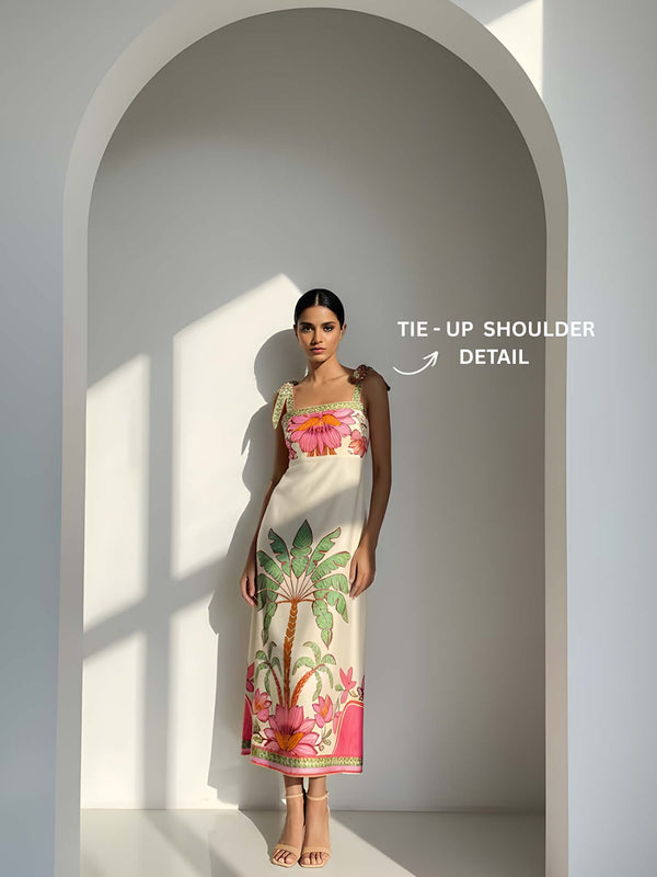 Palm Printed Strappy Dress