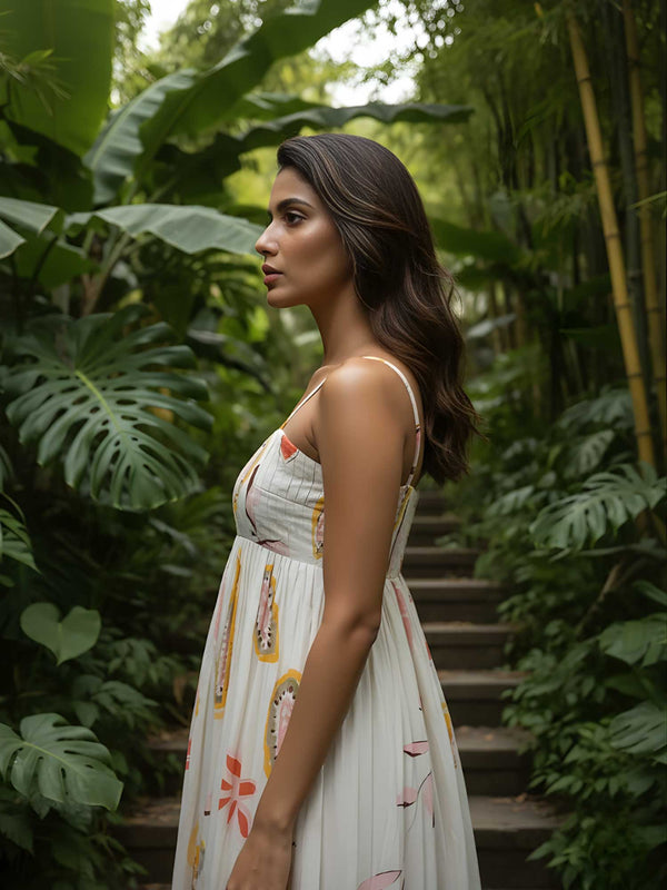 Paisley Printed Pleated Dress