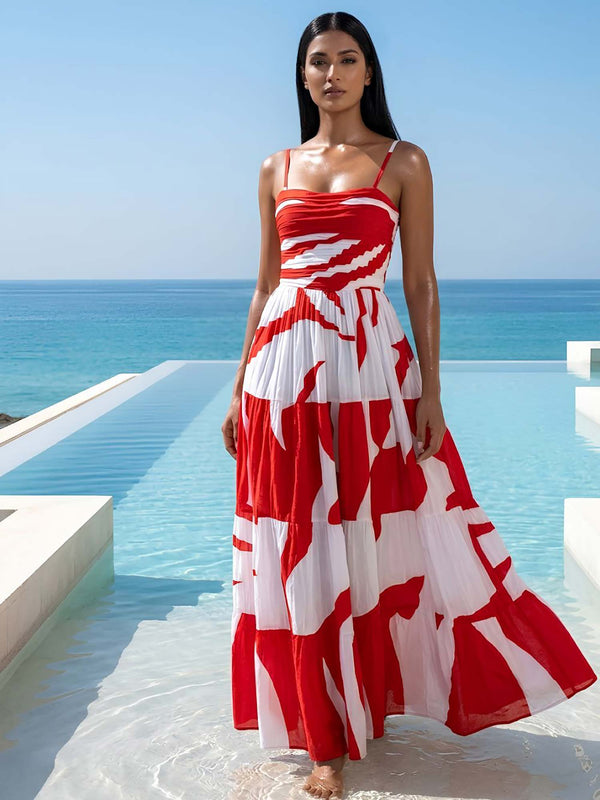 Rosso Printed Pleated Maxi Dress