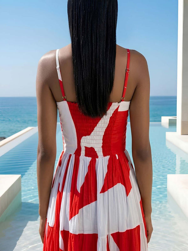Rosso Printed Pleated Maxi Dress
