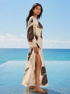 Fawn Printed V- NeckDress