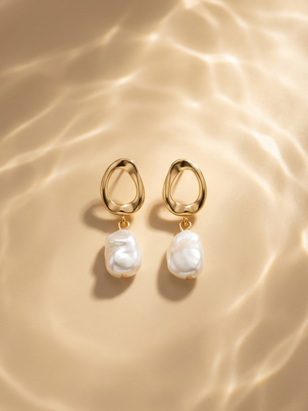 Golden Drift Pearl Studs