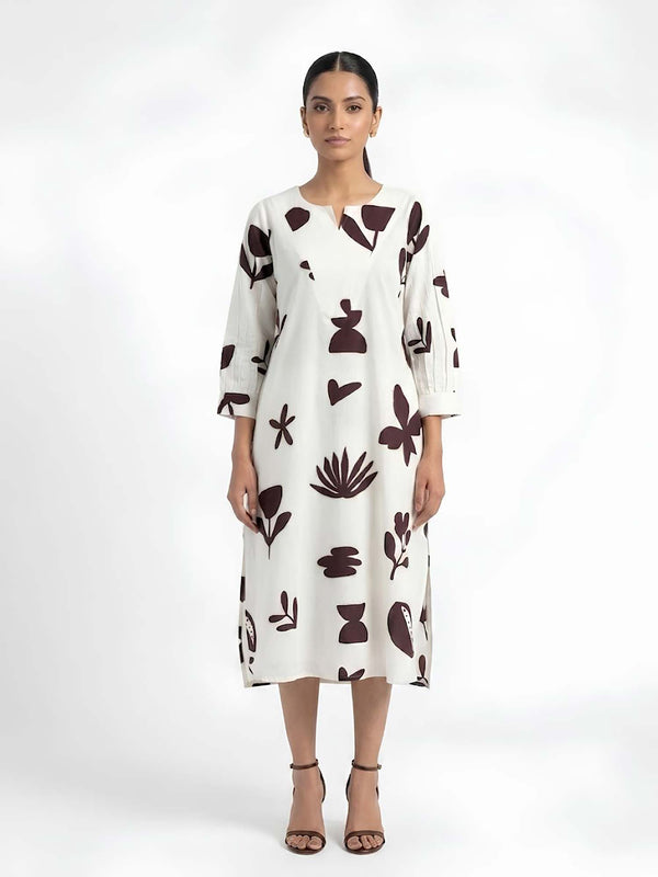 Shadow Printed Midi Dress