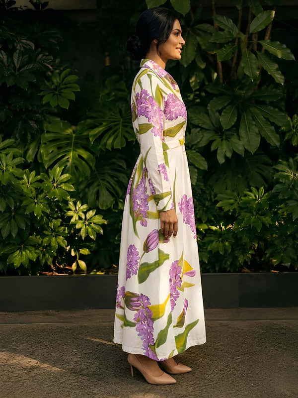 Lilac Printed Shirt Dress