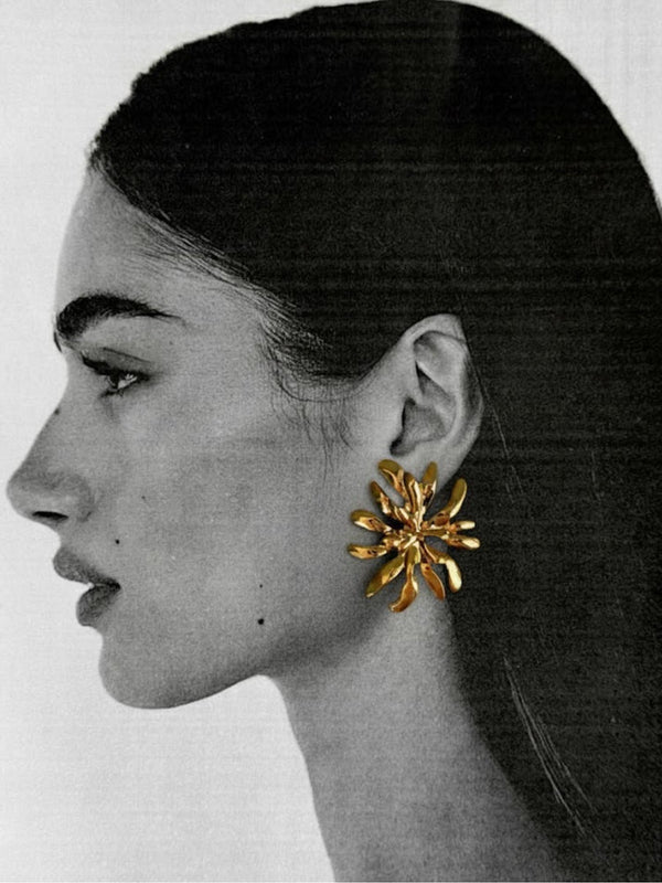 Gold Sculpted Bloom Earrings
