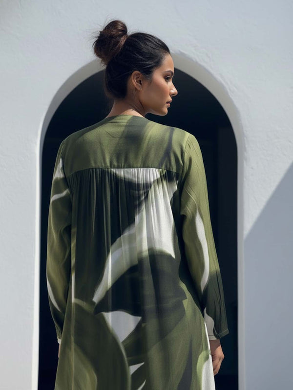 Jade Printed Maxi Slip Dress With Cape (Set of 2)