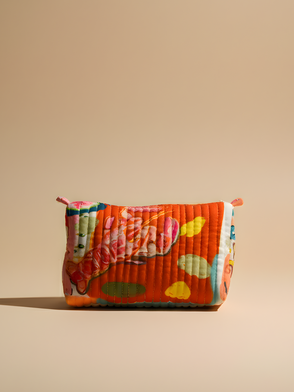 Cyrus printed cotton quilted pouch