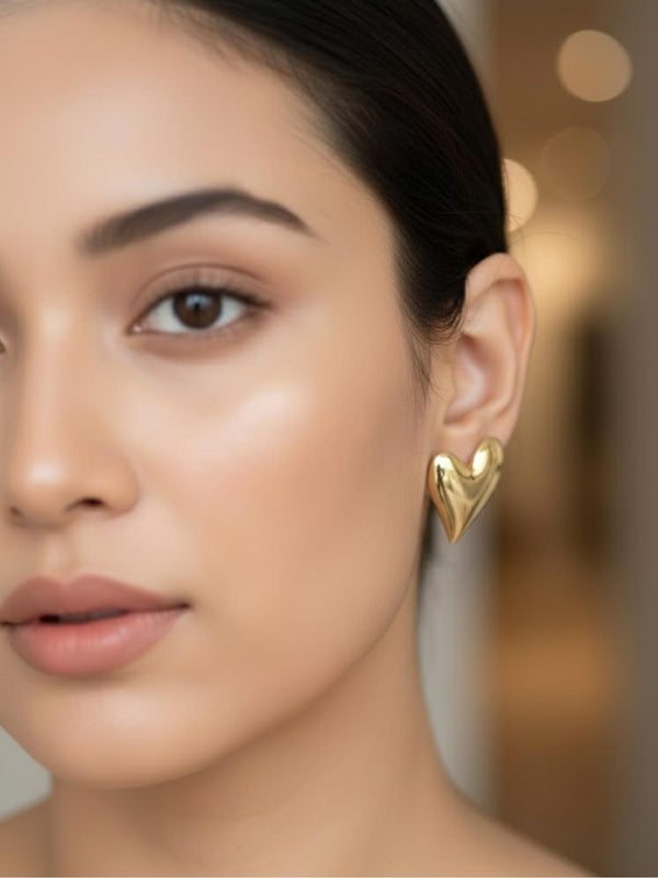 Gold Molten Heart Studs