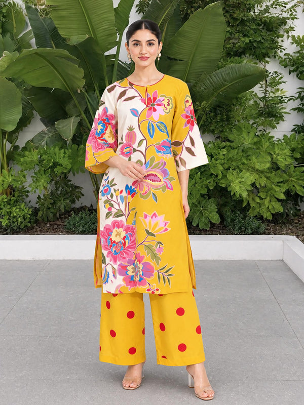 Marigold Printed Salwar Set (Set of 2)
