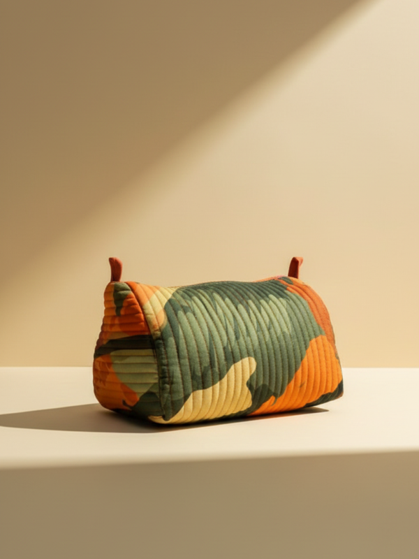 Jungle printed cotton quilted pouch