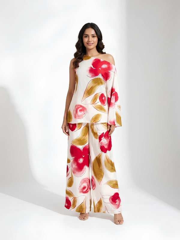 Rose One-Shoulder Co-Ord Set