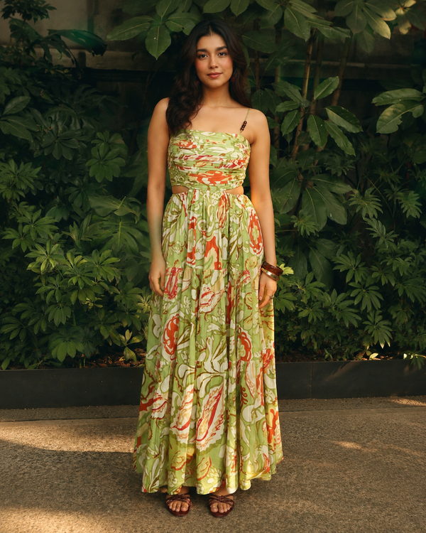 Pearl Printed Strappy Maxi Dress