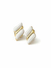 Gold & White Enamel Swish Studs