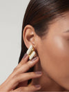 Gold & White Enamel Swish Studs