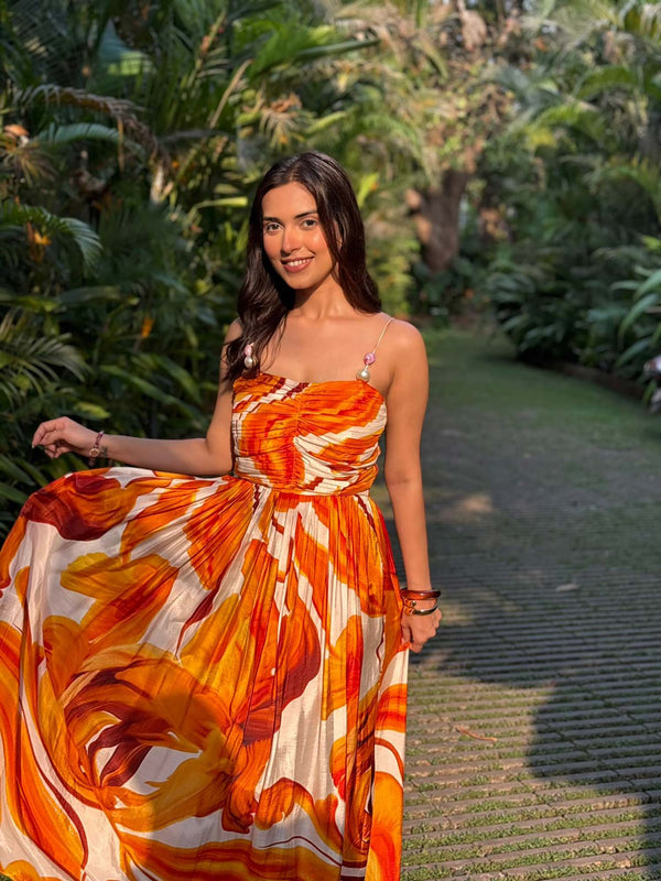 Fall Printed Strappy Dress