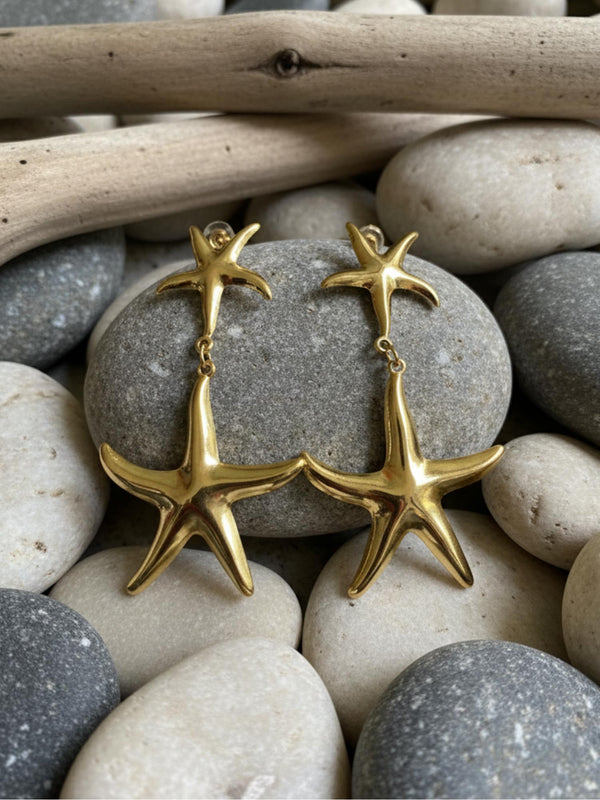 Gold Starfish Dangler Earrings