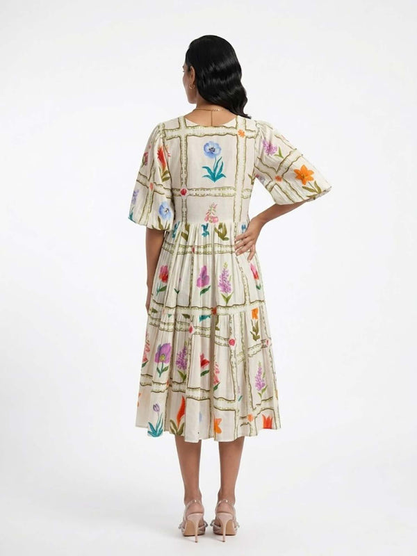Flower Printed Tiered Dress