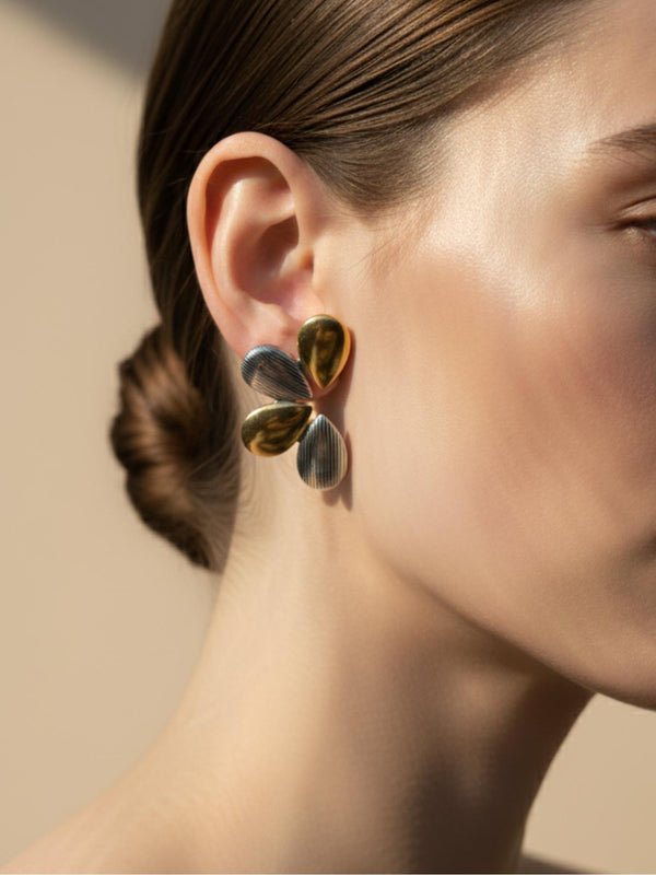 Large Mixed Metal Flower Studs