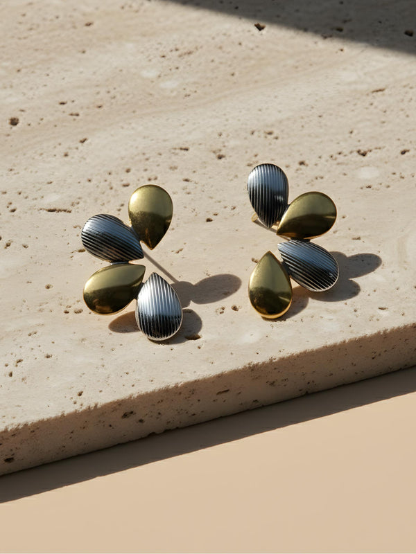 Large Mixed Metal Flower Studs