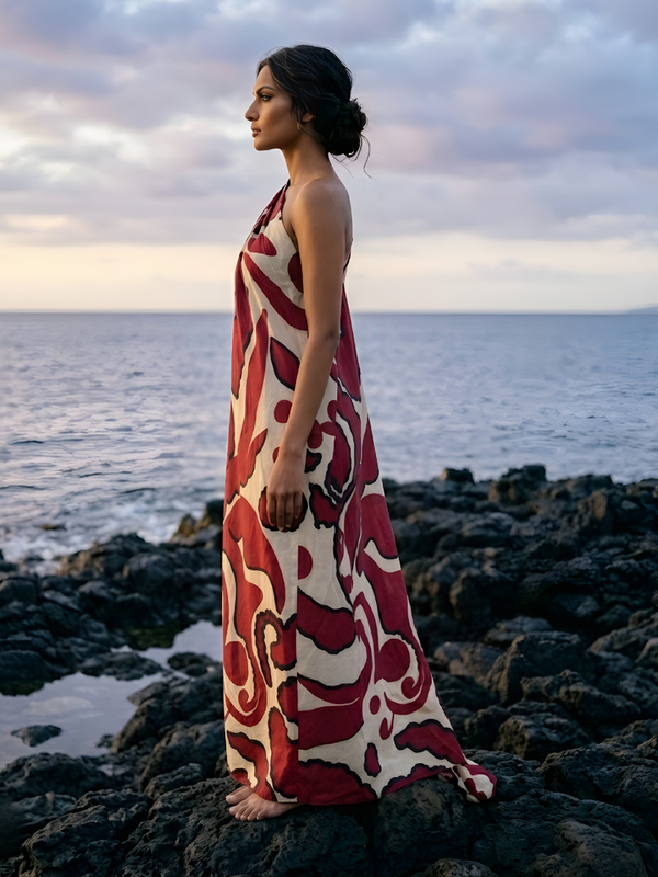 Rustic Printed Kaftan Dress