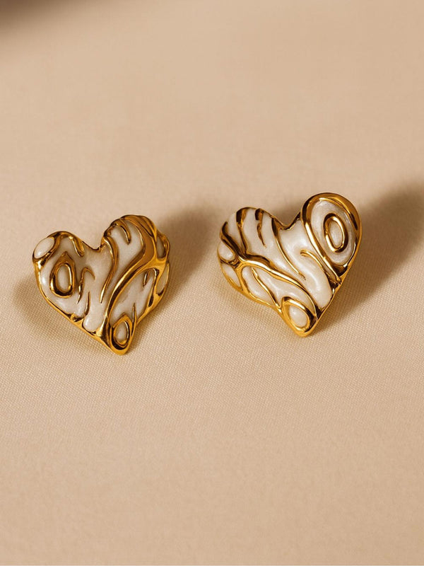 White & Gold Enamel Studs