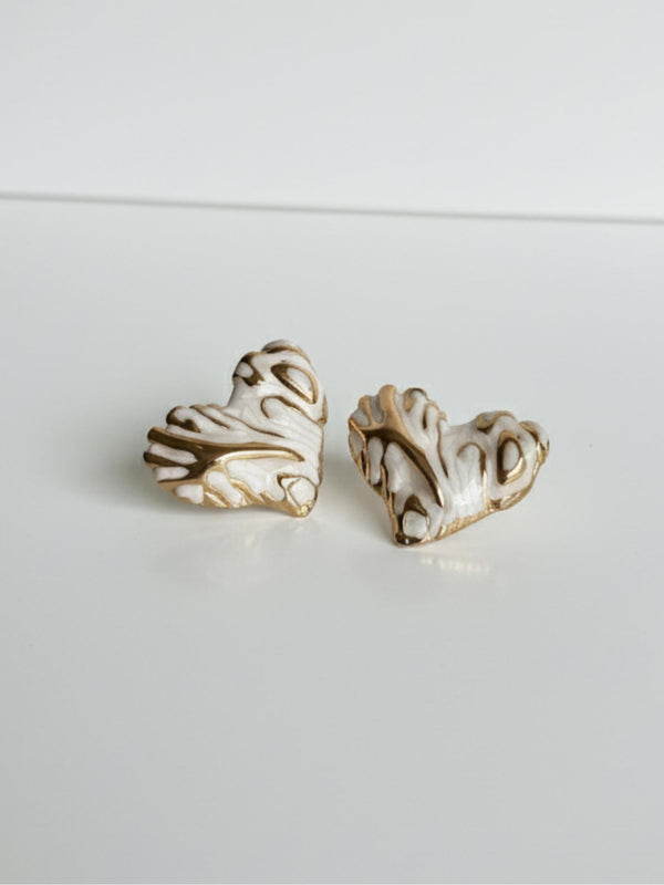 White & Gold Enamel Studs