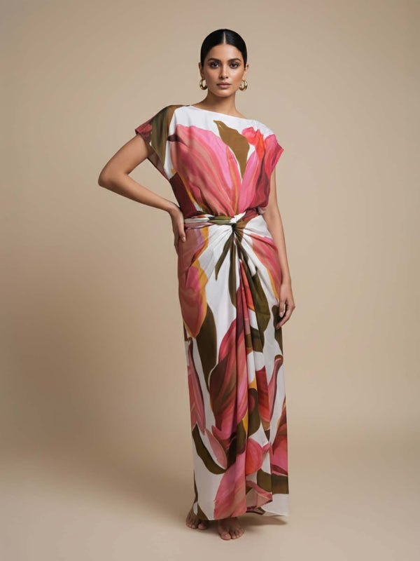 Rosa Printed Wrap Skirt Dress