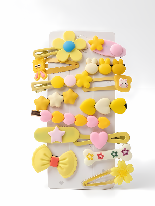 Yellow Hair Clips (Set of 14)