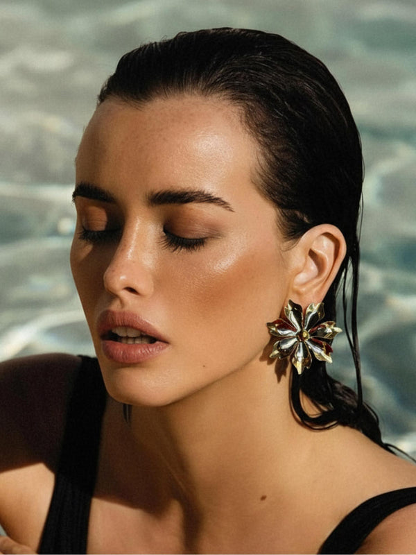 Mixed Metal Petal Earrings