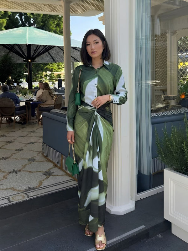 Jade Printed Wraped Skirt Set (Set of 2)
