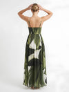 Jade Printed V Neck Pleated Dress