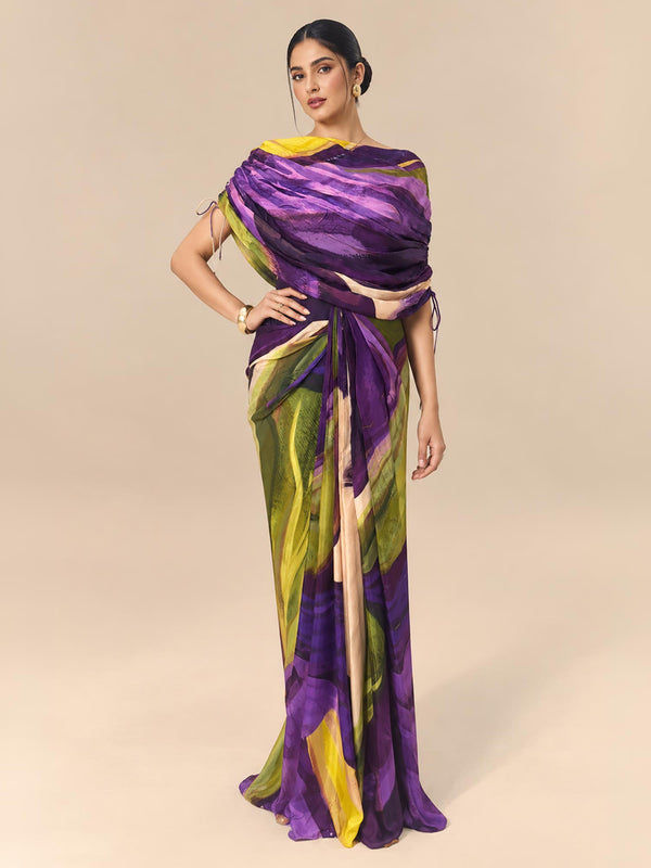 Wisteria Printed Drape Skirt Set